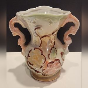 Vintage Lusterware Iridescent 5" Handpainted porcelain vase, made in Brazil